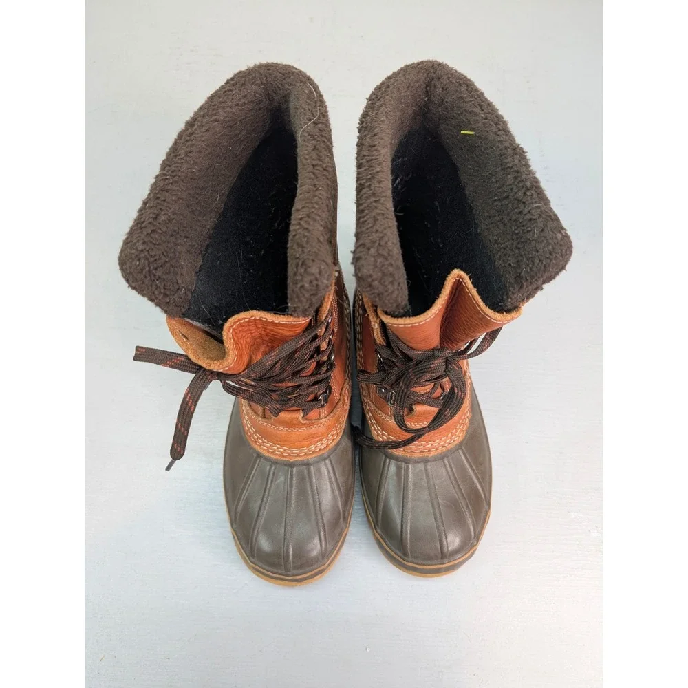 LL Bean Men's Snow Waterproof Leather‎ Duck Boots Winter Brown Size 8 M 299620